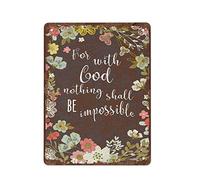 Plaque en métal vintage pour avec Dieu Rien ne sera impossible Plaque en étain Peinture sur fer Cuisine Salle de bain Garage Bar Café Homme des cavernes Mur Décoration d'intérieur Affiche d'art Plaque