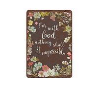 Plaque en métal vintage pour avec Dieu Rien ne sera impossible Plaque en étain Peinture sur fer Cuisine Salle de bain Garage Bar Café Homme des cavernes Mur Décoration d'intérieur Affiche d'art Plaque