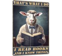 Plaque en métal vintage pour homme avec inscription « Goat Thats What I Do I Read Book And I Know Things » - 30,5 x 40,6 cm