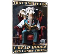 Plaque en métal vintage pour homme et grotte - Affiche pour les amoureux des animaux - Tigre « Thats What I Do I Read Book And I Know Things » - 15,2 x 20,3 cm