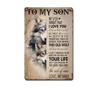 Plaque en métal vintage pour jardin, 20 x 30 cm, « À mon fils, n'oublie jamais que je t'aime », « J'espère que tu crois en toi ».