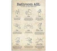 Plaque en métal vintage pour salle de bain, guide de référence en langue des signes américaine, décoration murale, affiche, pour la maison, la salle de bain, la salle de classe, le club, l'école, le b
