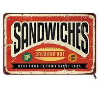 Plaque en métal vintage pour sandwichs, « Cold and Hot Best Food in Town » pour homme et femme, décoration murale pour bars, restaurants, cafés, pubs, 30,5 x 20,3 cm
