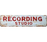 Plaque en métal vintage pour studio d'enregistrement en étain pour décoration d'intérieur - Plaque murale amusante d'intérieur 10,2 x 40,6 cm