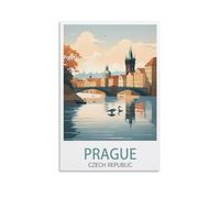 Plaque en métal vintage Prague République tchèque Lac Affiches Voyage Étain Signes Métal Affiche Décoration Murale Bureau Café Salle de Bains Salle de Bain 30x40cm