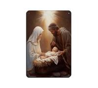 Plaque en métal vintage religieuse de Noël, Marie, Joseph, bébé Jésus pour pub, club, café, bar, maison, décoration murale, affiche rétro 20 x 30 cm