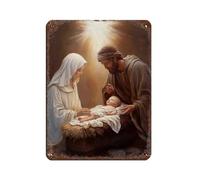 Plaque en métal vintage religieuse de Noël, Marie, Joseph, bébé Jésus pour pub, club, café, bar, maison, décoration murale, 30 x 40 cm