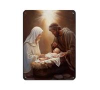 Plaque en métal vintage religieuse de Noël, Marie, Joseph, bébé Jésus pour pub, club, café, bar, maison, décoration murale, 30 x 40 cm