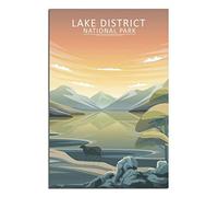 Plaque en métal vintage représentant le parc national du Lake District et la ligne d'horizon, décoration murale en métal pour la maison, la cuisine, le bar, le café, le club, le verger, 20 x 30 cm