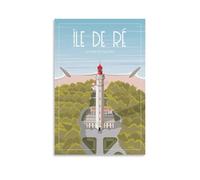 Plaque en métal vintage représentant le phare de l'île de Ré, France, idéale pour un mariage, la Saint-Valentin, une caverne, une ferme, une chambre de fille ou un cadeau de Noël, 30 x 40 cm