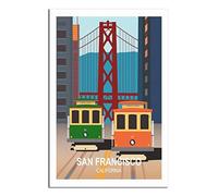 Plaque en métal vintage représentant le pont de San Francisco en Californie, le tramway, le jardin et la cuisine, décoration murale inspirante pour la maison, la cuisine, le bar, le club, 15 x 30 cm