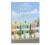 Plaque en métal vintage représentant l'horizon de San Francisco, idéale pour un mariage, une Saint-Valentin, une caverne, une ferme, une chambre de fille ou un cadeau, 20 x 30 cm