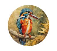 Plaque en métal vintage représentant un martin-pêcheur commun - Aquarelle vivante - Décoration murale pour café, club, bar, bureau, jardin - 20,3 x 20,3 cm