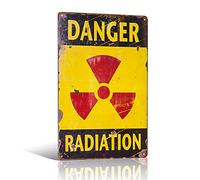 Plaque en métal vintage rétro avec inscription « Danger Radiation Do Not Enter »