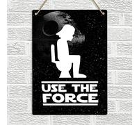 Plaque en métal vintage rétro avec inscription « Use The Force » - Pour toilettes, toilettes, maison, bar, club, hôtel et extérieur - 20,3 x 30,5 cm