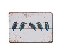 Plaque en métal vintage rétro avec oiseaux Martin-pêcheur