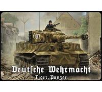 Plaque en métal vintage rétro collection Defense Tigre Tank 30,5 x 20,3 cm Poster pour maison, bar, restaurant, garage, café