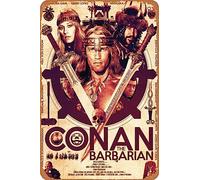 Plaque en métal vintage rétro Conan le Barbare (1982) - Affiche de film pour café, bar, bureau, maison, décoration murale - 30,5 x 20,3 cm