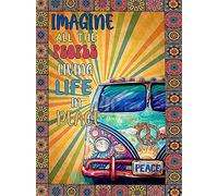 Plaque en métal vintage rétro - Imagine All The People Living Life In Peace Poster en métal Décoration murale Hippie Girl 30,5 x 40,6 cm