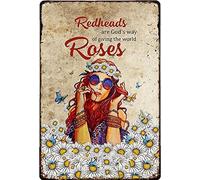 Plaque en métal vintage rétro « Redheads are God's Way of Giving The World » - Plaque murale pour maison, cuisine, bar, café, bar, tavern, pubclub, décoration murale - 20,3 x 30,5 cm