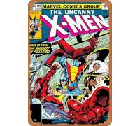 Plaque en métal vintage rétro The Uncanny X-Men Issue No 129 Wolverine Storm Colossus Knights of Hellfire - Affiche de bande dessinée pour maison, bar, pub, garage, décoration murale - 20,3 x 30,5 cm