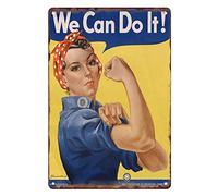 Plaque en métal vintage Rosie the Riveter We Can Do It pour la maison, le salon, la chambre, le bureau, l'hôtel, le café et le pub, décoration murale 12 x 8 pouces