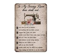 Plaque en métal vintage « Rust In My Sewing Room Thou Shalt Not » en aluminium pour chambre à coudre, 20,3 x 30,5 cm, décoration de chambre, terrasse, maison, extérieur, salle de bain