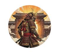 Plaque en métal vintage Samurai Warrior Armor Turning Back Gate Sunrise Heritage - Décoration murale pour café, club, bar, bureau, jardin - 20,3 x 20,3 cm
