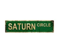 Plaque en métal vintage Saturn Circle, panneaux de rue, décoration murale pour maison, salle de bain, bar, café, garage, 40,6 x 10,2 cm