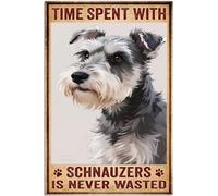 Plaque en métal vintage « Schnauzers Never Wasted » - Décoration murale humoristique pour la maison, le bureau et la salle de classe - 20 x 30 cm