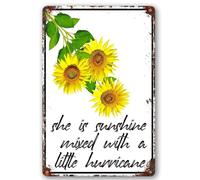 Plaque en métal vintage « She is Sunshine Mixed With A Little Hurricane » - Décoration murale rétro en étain pour maison, bar, pub, club, café, chambre, garage, grotte - 20,3 x 30,5 cm