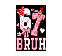 Plaque en métal vintage « Six Seven 67 » avec cœurs mignons pour la Saint-Valentin, idéale pour la décoration murale de la maison, du bureau, de la cuisine, du bar, du café, du jardin ou de la ferme