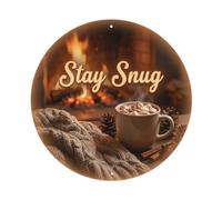 Plaque en métal vintage Stay Snug Firelight