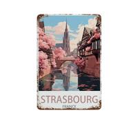 Plaque en métal vintage，Strasbourg France Côte，Vintage Art Sign Home Kitchen Bar Cafe Club Cave Décoration Tin Sign(30x40cm）12x16 inch-Q33