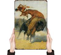 Plaque en métal vintage style cowboy - Décoration murale - La guerre entre Yaks et Cowboys occidentaux - Décoration pour la maison, les bars, les pubs, les garages, les cafés, les bureaux, les clubs