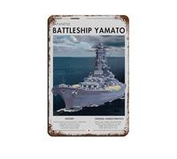 Plaque en métal vintage style cuirassé japonais Yamato pour pub, club, café, bar, maison, décoration murale, affiche rétro, 20 x 30 cm
