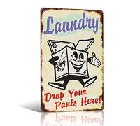 Plaque en métal vintage style rétro « Laundry Drop Your Pants » pour la cuisine