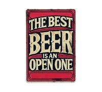 Plaque en métal vintage « The Best Beer Is AN Open ONE » - Décoration murale rétro - 20,3 x 30,5 cm