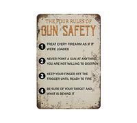 Plaque en métal vintage The Four Rules of Gun Safety - Plaque en métal rétro vintage - Décoration murale - 20,3 x 30,5 cm