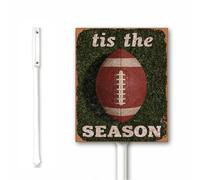 Plaque en métal vintage Tis The Season Football Game Day Garden avec piquet 12 x 15 cm Décoration extérieure Automne Automne Grand Jeu Sport Décor Maison Plaque en aluminium