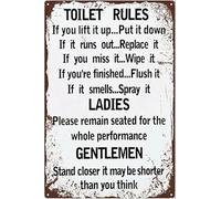 Plaque en métal vintage « Toilettes Rules for Ladies and Gentlemen » - 20,3 x 30,5 cm