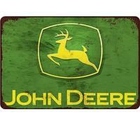 Plaque en métal vintage tracteur John Deere - Plaque en métal pour extérieur, maison, grotte, bar, café, garage, campagne - Décoration murale rétro en aluminium - 20,3 x 30,5 cm