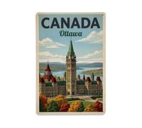 Plaque en métal vintage Travel Canada Parliament Heritage