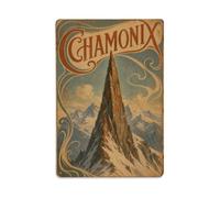 Plaque en métal Vintage Travel Chamonix Aiguille Summit Needle France
