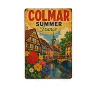 Plaque en métal Vintage Travel Colmar France Summer