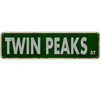 Plaque en métal vintage Twin Peaks St - Panneau en aluminium - Cadeau pour la maison, la cuisine, les restaurants, le jardin, le mur - Panneau à suspendre à la porte d'entrée - 10,2 x 40,6 cm