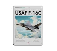 Plaque en métal vintage USAF F-16C Fighting Falcon Aviation pour pub, club, café, bar, maison, décoration murale rétro 30 x 40 cm