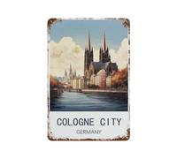 Plaque en métal vintage,Ville de Cologne Allemagne,pour cafés, bars, pubs, magasins, décoration murale amusante et rétro pour homme et femme(20x30cm)8x12 inch-Q2