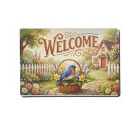 Plaque en métal vintage Welcome Bluebird Easter Joy