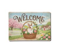 Plaque en métal vintage Welcome Bunny Easter Joy